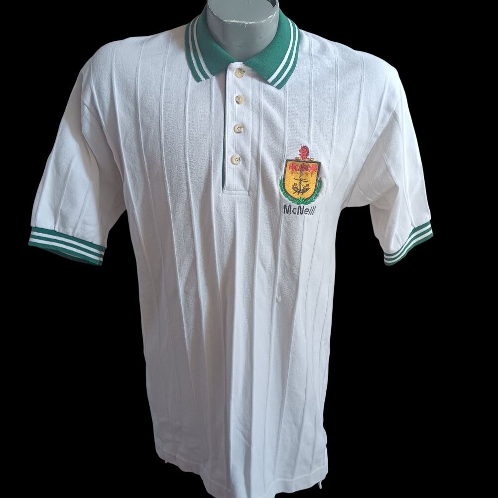 Vintage Men's Medium Y2K Polo Shirt McNeill Embroidered Family Crest Patch